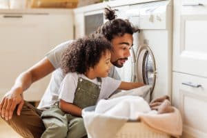 doing laundry near washing machine